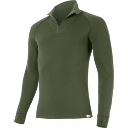 T-SHIRT COL ZIP, MANCHES LONGUES, WALDA MÉRINO VERT