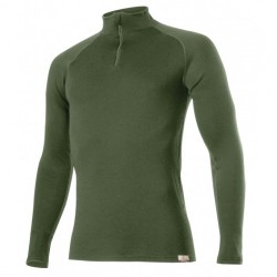 T-SHIRT COL ZIP, MANCHES LONGUES, WEZIR VERT